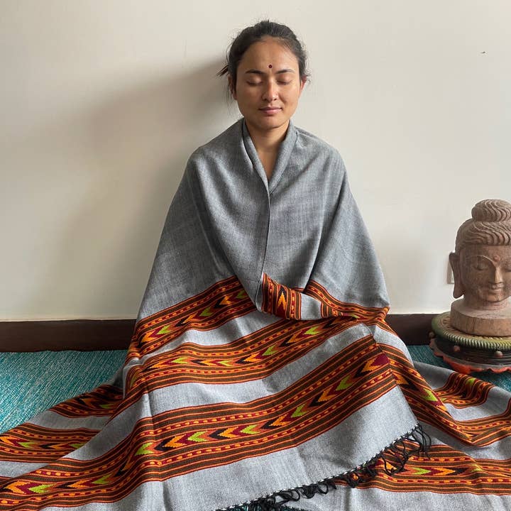 Green Frog India – wholesale Prydnadsfilt – Handvävd Himalaya Pure Wool Yoga- och Meditationsfilt6