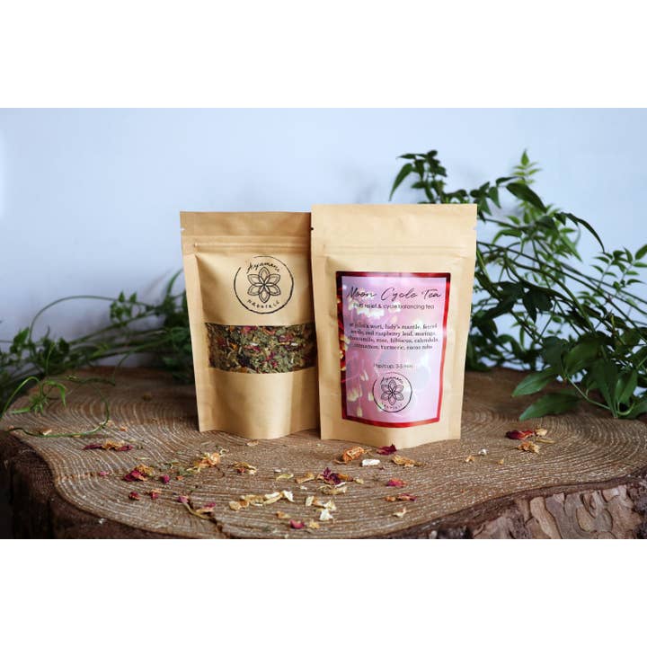 Ayamani Naturals – Engroshandel Sundheds-/detox-te – Månecyklus urtete med damemantel | Goddess Wellness