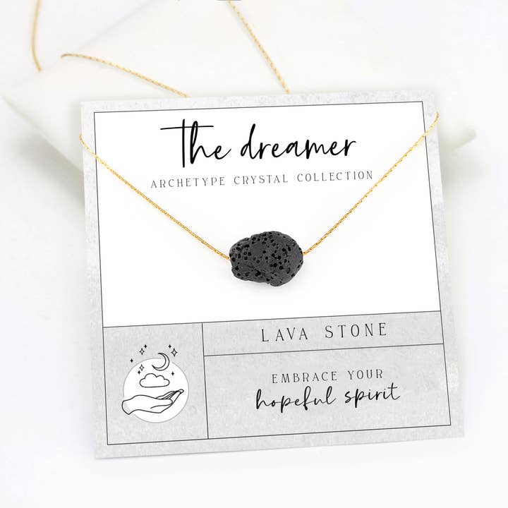 Collier en cristal brut brut en pierre de lave Bijoux en pierres précieuses noires pour la vente par Delezhen