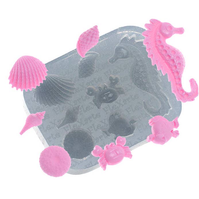 Hedgehog Shell Seahorse Crab Fish Silicone Mold Ocean Sea theme mould for wholesale by Flexarte USA