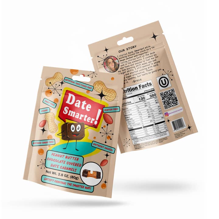 Date Smarter! - Wholesale Chocolate Covered Sweets - Peanut Butter Chocolate Covered Date Caramels - Case of 120
