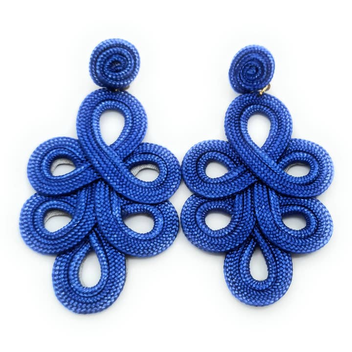 Long and light flamenco earrings · Blue for wholesale by BRANDELIA
