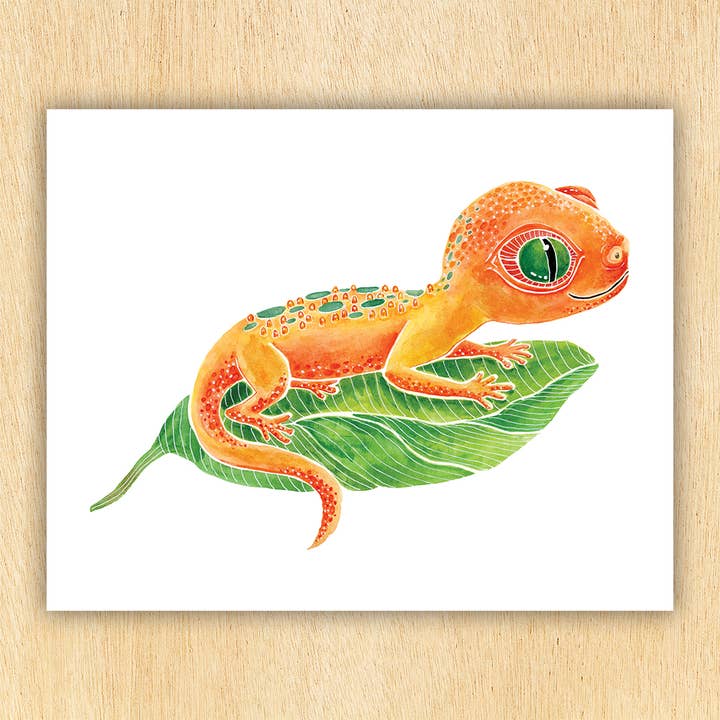 Cute Orange Lizard| 8 x 10 | 11 x 14 | Wall Art Prints for wholesale by Mary M Spencer Design