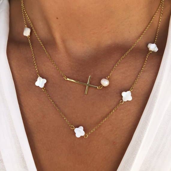 Christina Christi - Wholesale Pendant/Charm Necklace - Sideways Cross Necklace, Tiny Crosses Necklace,