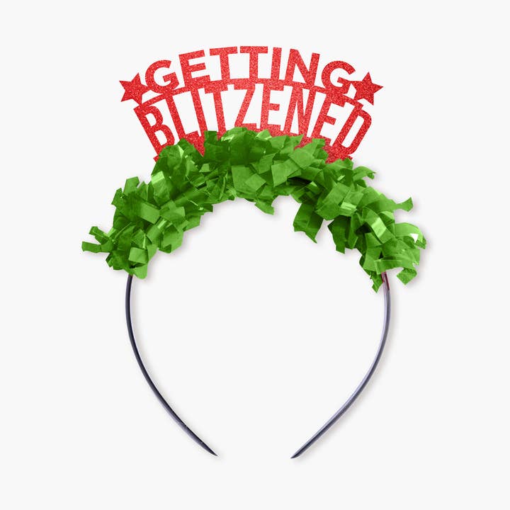 Bandeau avec couronne « Getting Blitzened » pour fêtes de Noël pour la vente par Festive Gal