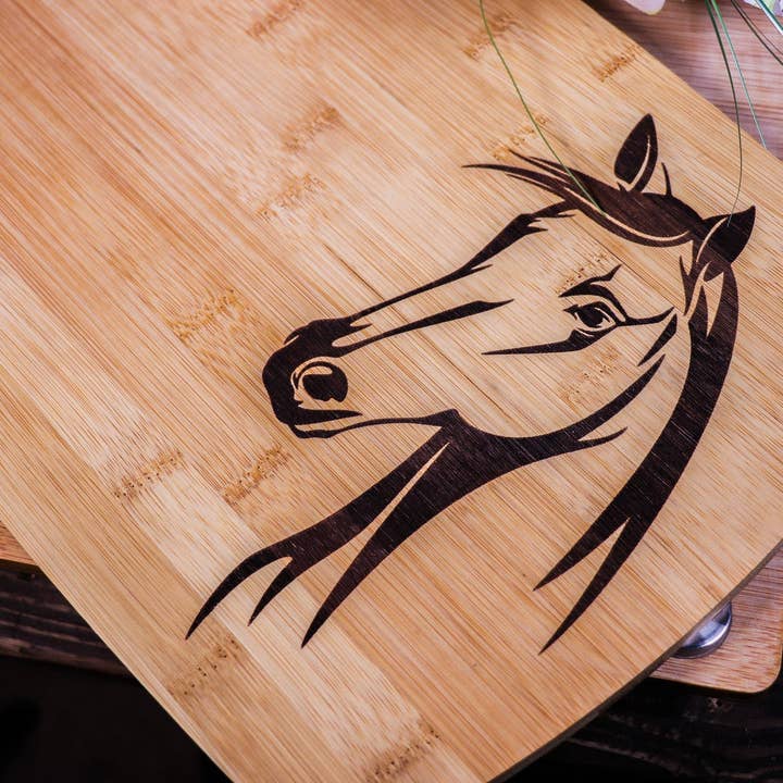 Horse Engraved Cutting Board for wholesale by Rustic Cedar Co
