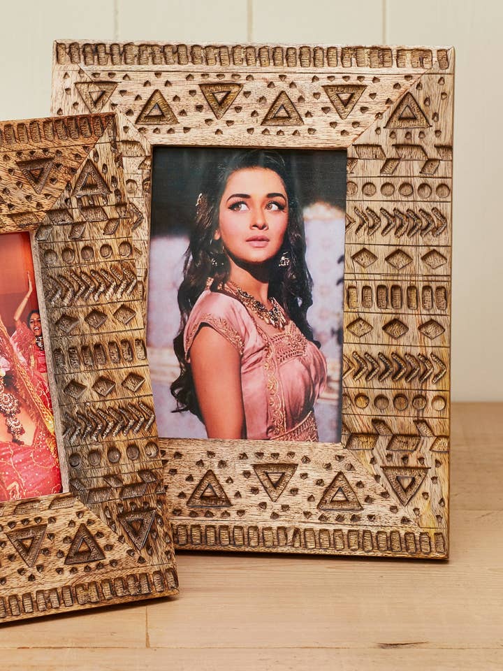 Aztec Design Carved Photo Frame for wholesale by Namaste