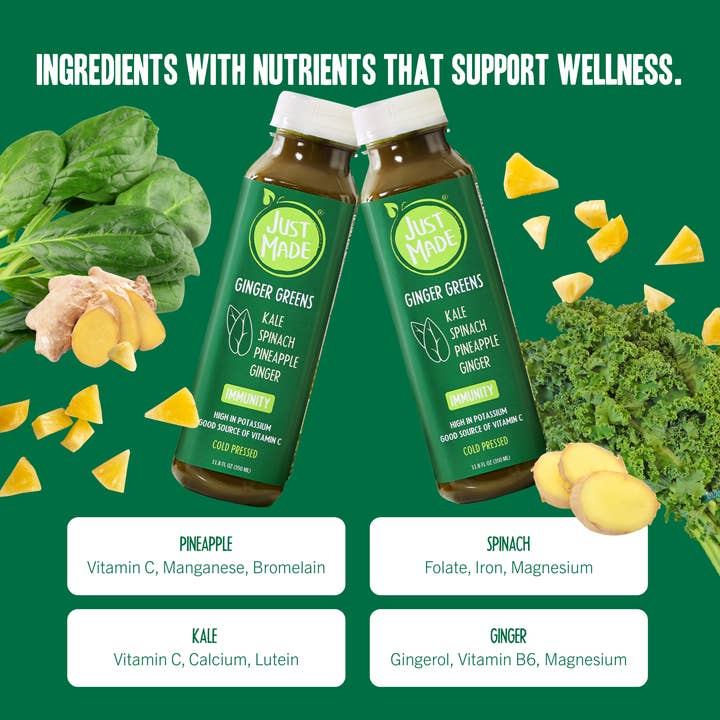 Just Made Foods - Wholesale Wellness Juice/Tonic - Ginger Greens1