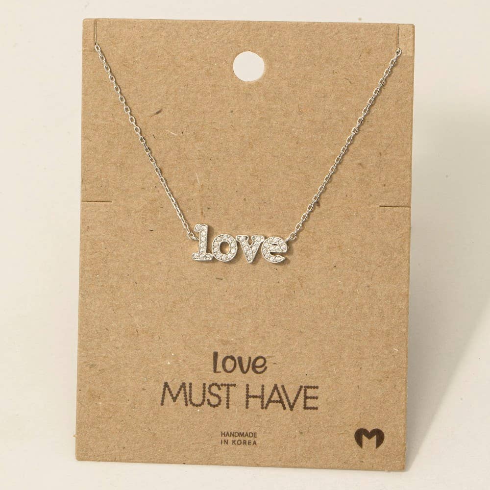 Fame Accessories – wholesale Pendant/charm necklace – Gold Dipped Cz Pave Love Pendant Necklace4