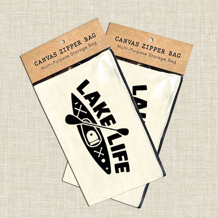 Coastal Creators of Connecticut - Wholesale Pouch - Unisex - Lake Life Kayak Multi-Use Canvas Storage Zipper Bag