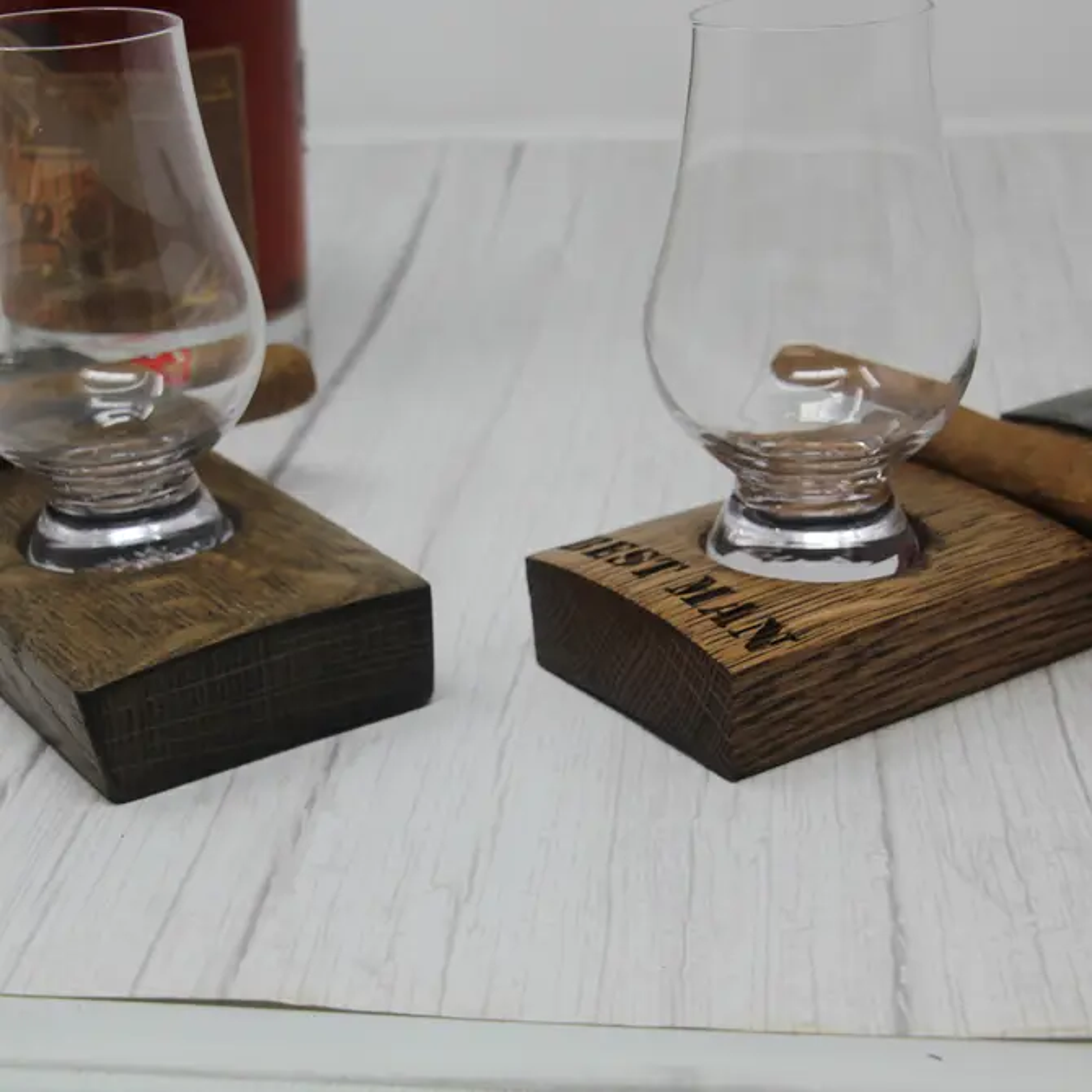 Barrel-Art - Wholesale Onderzetters - Whisky staafonderzetter met sigaarhouder en Glencairn-glas3