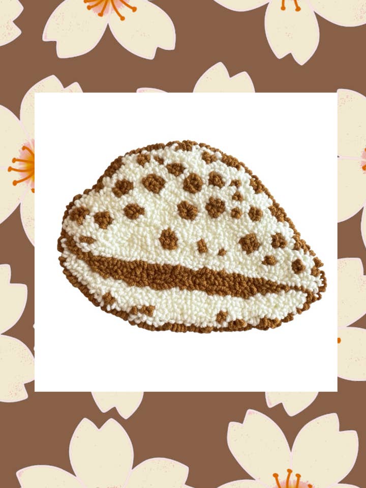 Tiger Cowrie Shell Mug Rug for wholesale by The Coconut Collective