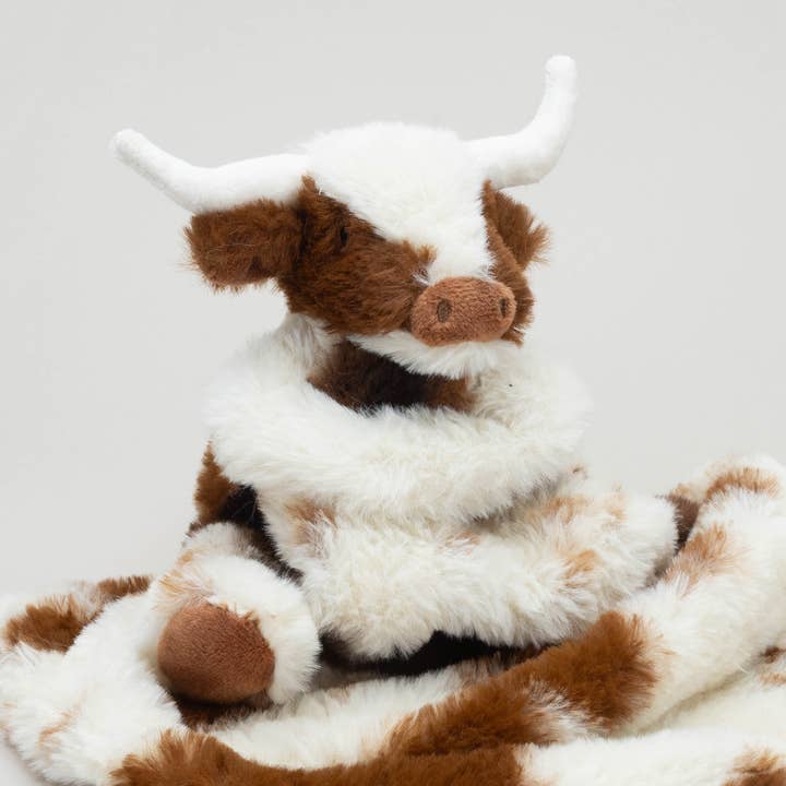 Jomanda Soft Toys & Accessories - Wholesale Security/Cuddle Blanket - Baby - Texas Longhorn Highland Cow Soft Toy Soother Comforter 29cm