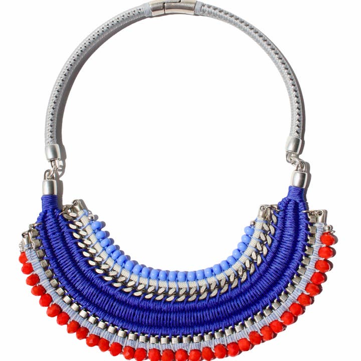 GUATAPÉ blue woven ethnic necklace for wholesale by Araracuara