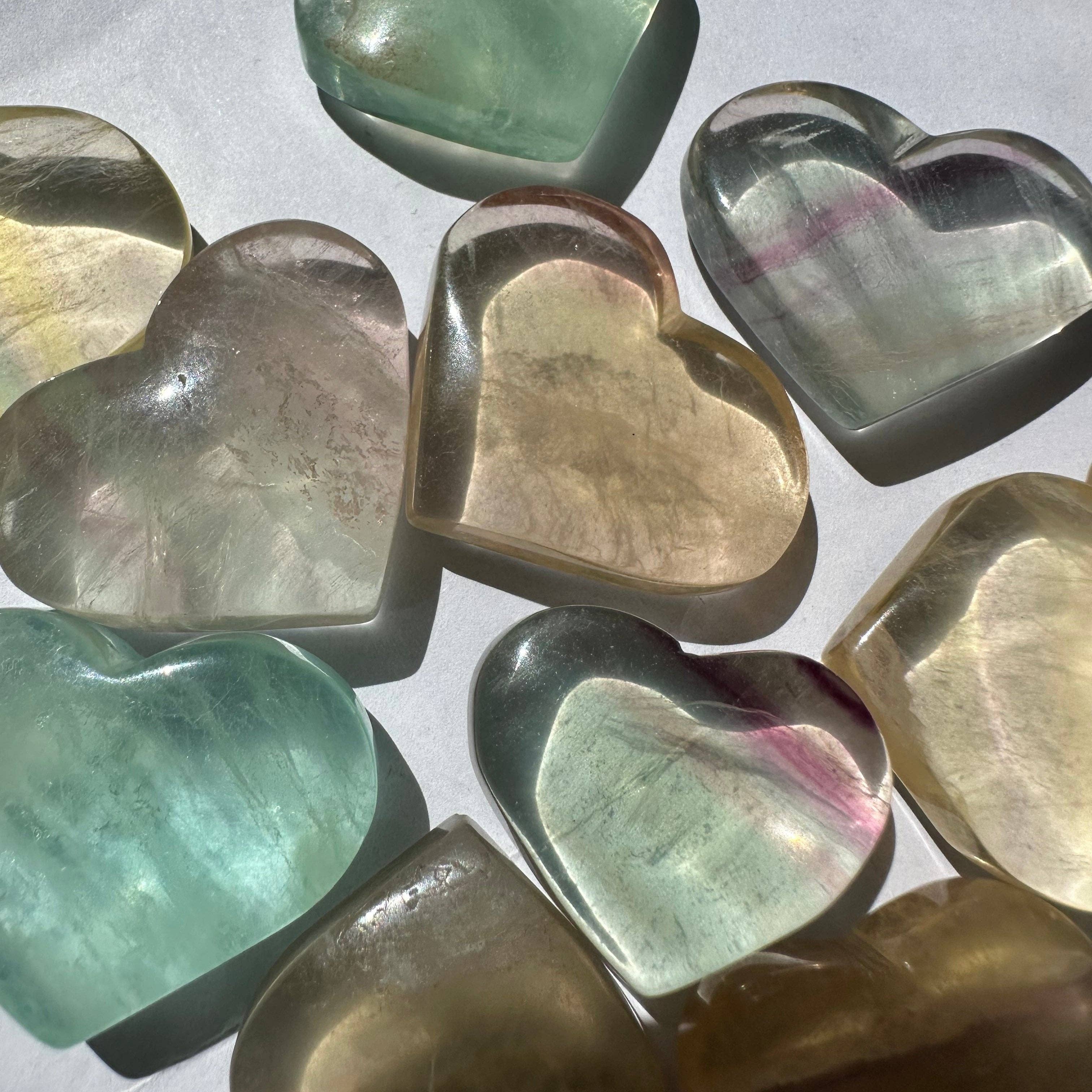 Moon Rituals - Wholesale Spiritual Stone/Crystal - Natural Fluorite Heart  | Crystal for Focus Emotional Healing Feng Shui Chakra Balancing, Christmas Crystal Gift1