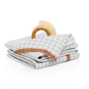 Caravan Gingham Tea Towels, Set of 2 - Orange/Aqua