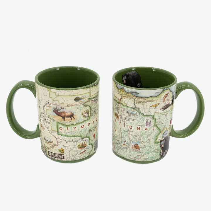 XPLORER MAPS - Vendita all'ingrosso Tazza - Tazza con Mappa del Parco Nazionale Olimpico – Ceramica da 16 oz, Verde3