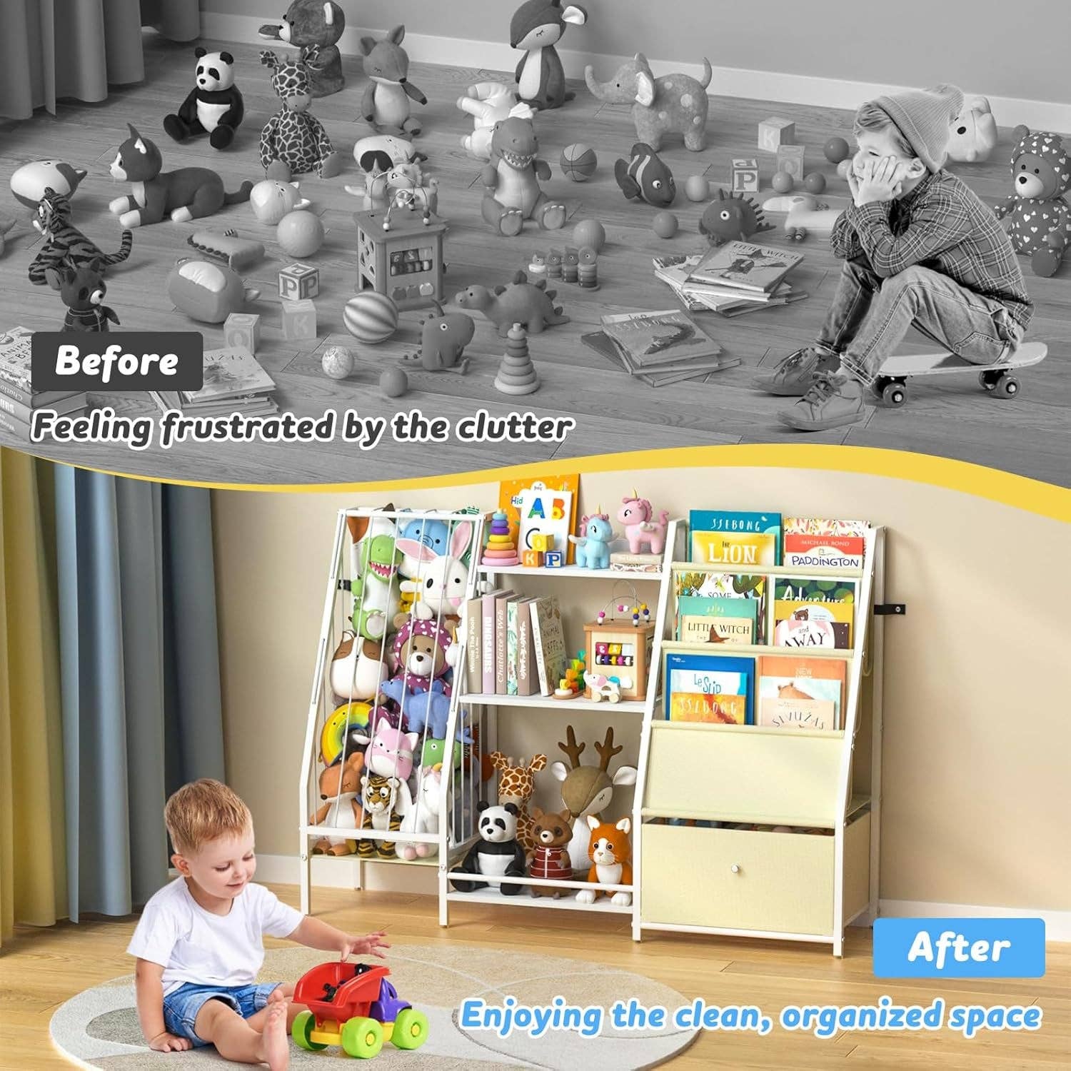 ShipItFurniture - Wholesale Bookcase - Kids Bookshelf 3 Tier Bookcase With Toy Organizer For Kids Rooms4