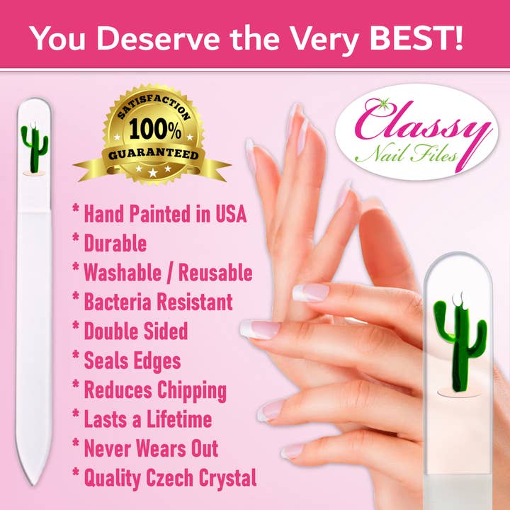 Classy Nail Files – wholesale Nail file – Cactus Desert Southwest Hand Painted Czech Crystal Nail File2