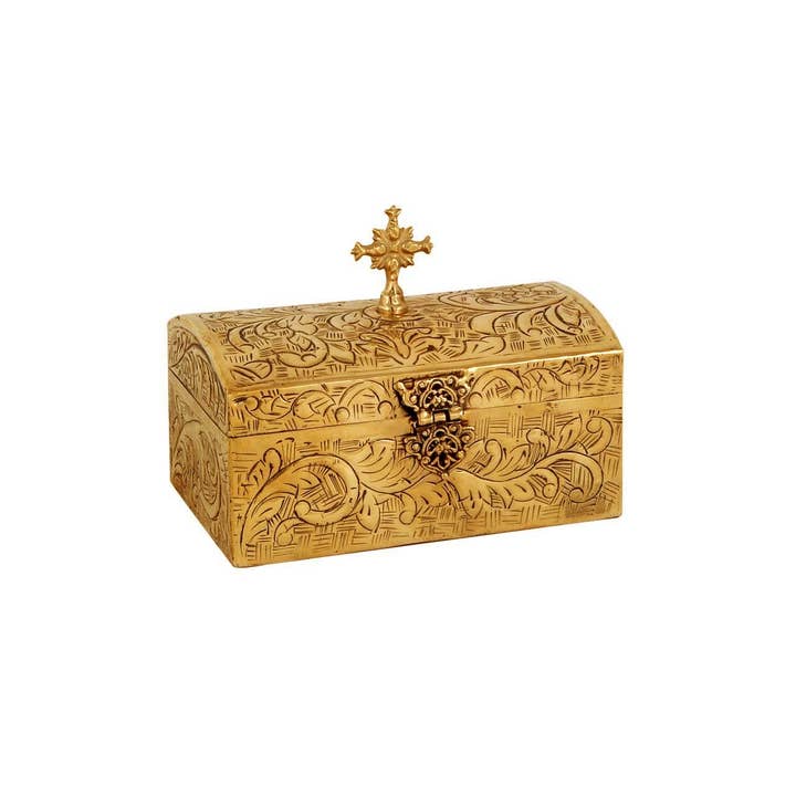 TheHolyArt - Wholesale Decorative Box - Handmade Religious Carved Brass Prayer box, Greek Vintage Decorative Jewelry Keepsake box 16x10x9cm religious gift Christian gift