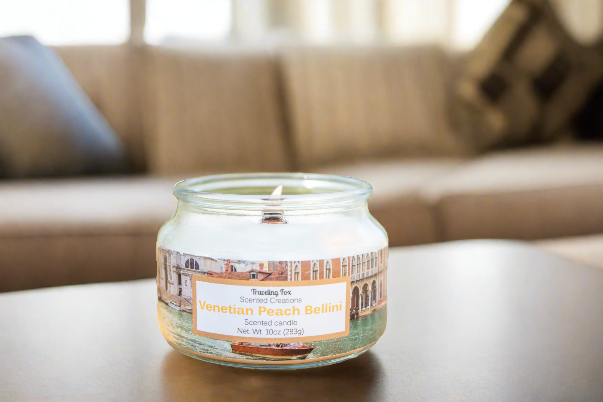 Traveling Fox Scented Creations - Wholesale Jar/Filled Candle - Venetian Peach Bellini Scented Candle1
