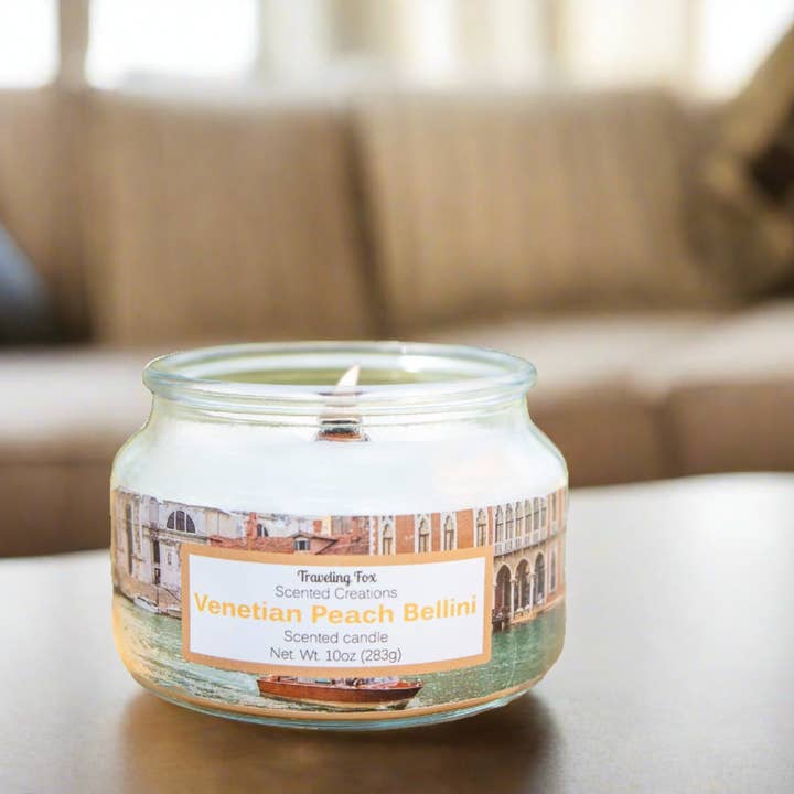 Traveling Fox Scented Creations - Wholesale Jar/Filled Candle - Venetian Peach Bellini Scented Candle1