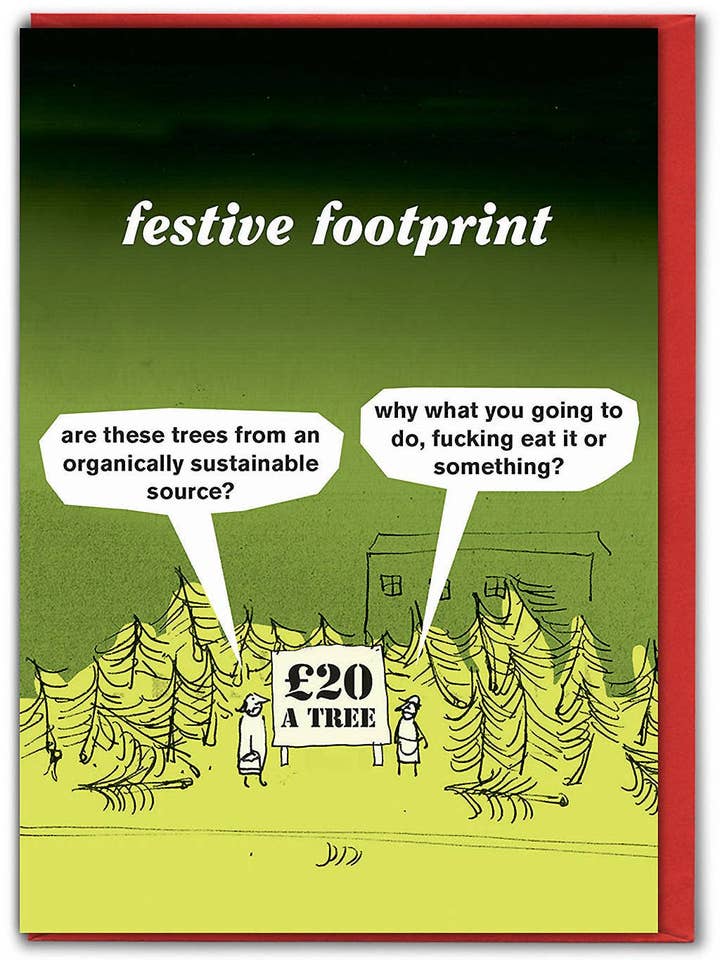 Carte de Noël amusante — Festive Footprint par Modern Toss pour la vente par Brainbox Candy