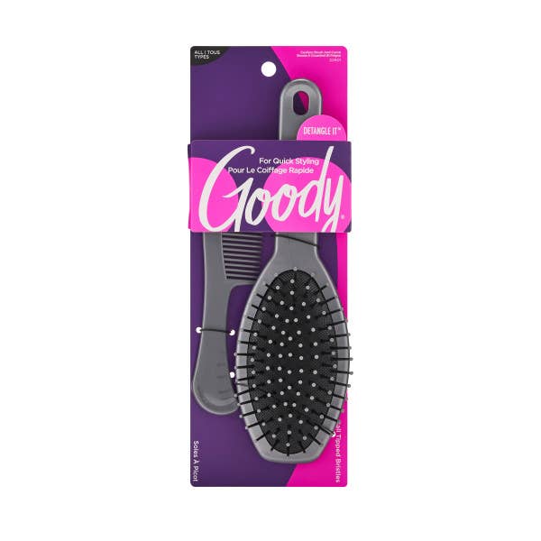 Goody - Wholesale Hair Brush/Comb - OVAL BRUSH PURSE COMB SET METALLIC-2 CT