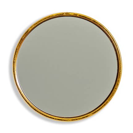 Gold Leaf Ribbed Cylinder Mirror 30cm for wholesale by McGowan & Rutherford Ltd