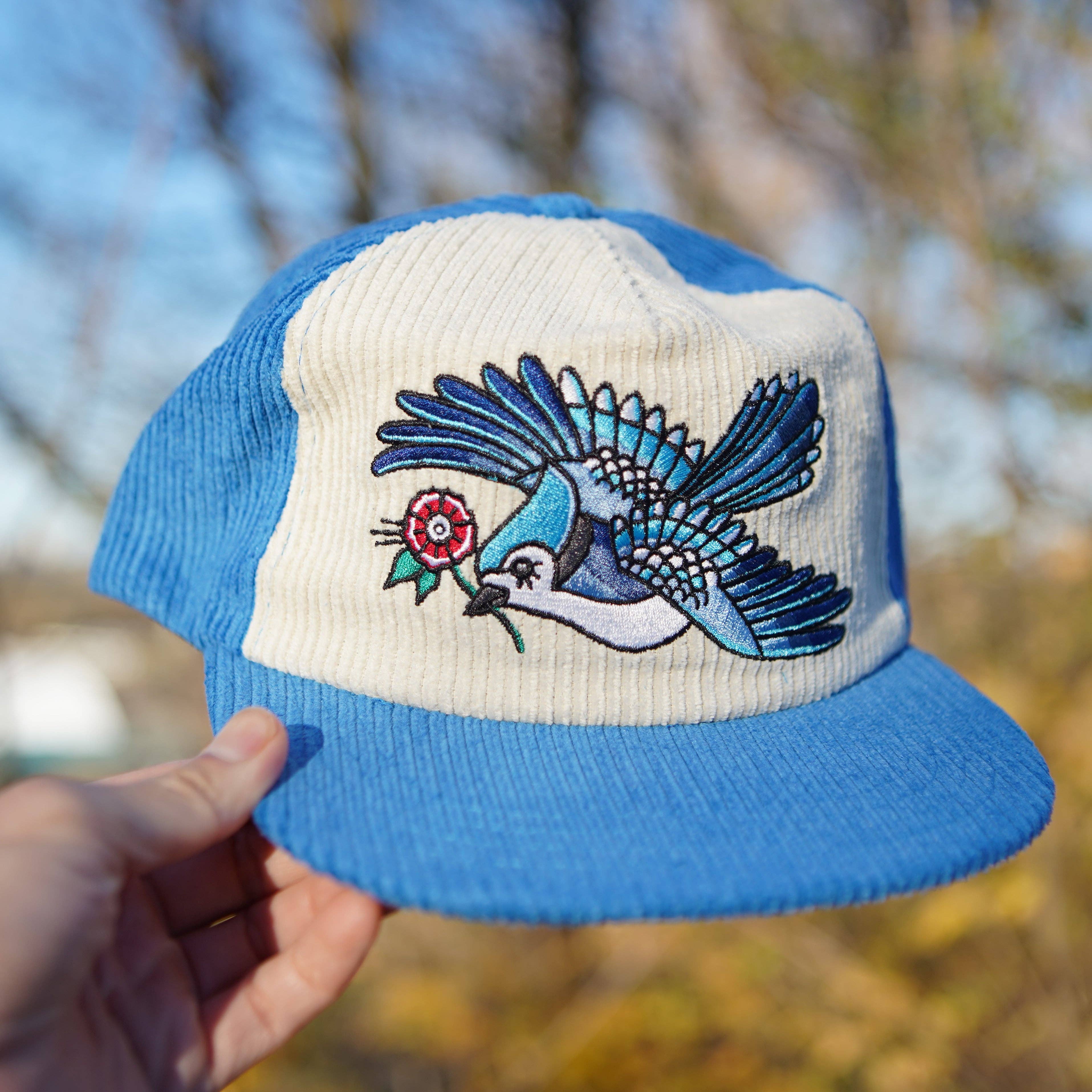 Stuntin Goods - Wholesale Flat Brim Cap - Unisex - Blue Jay Two-Tone Corduroy Hat12