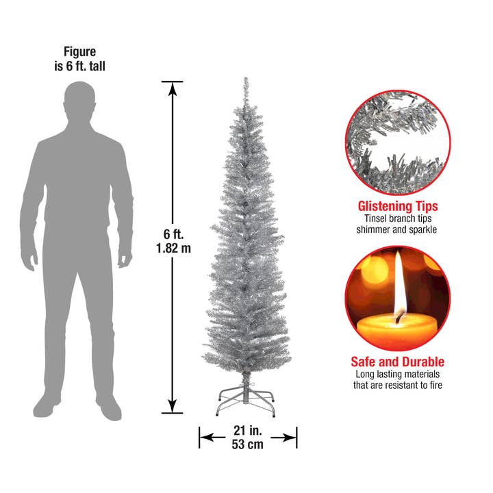 National Tree Company - Wholesale Artificial Christmas Tree - 6 ft. Tinsel Collection Silver Tree7