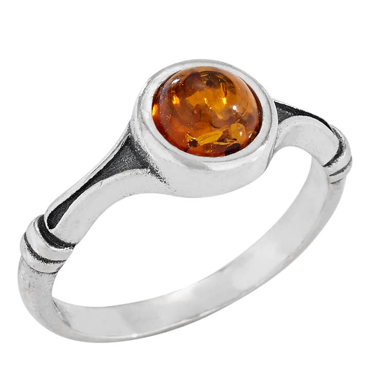 Morning Glow Sterling Silver Amber Ring for wholesale by Tiger Mountain Jewelry
