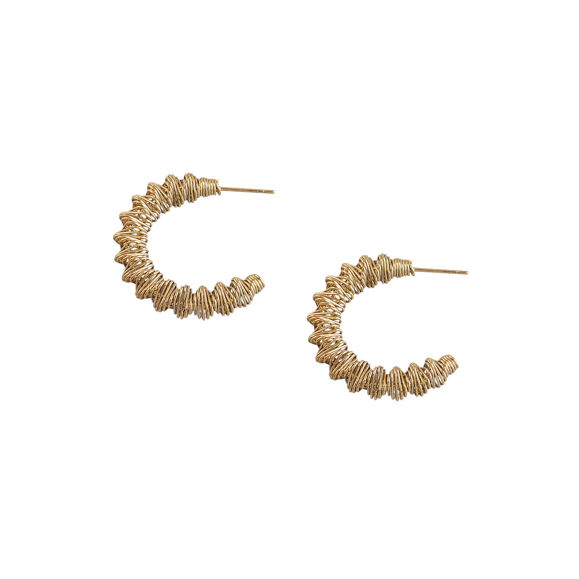White Leaf - Wholesale Hoop Earrings - Zigzag Wire Hoop Earring in Gold
0