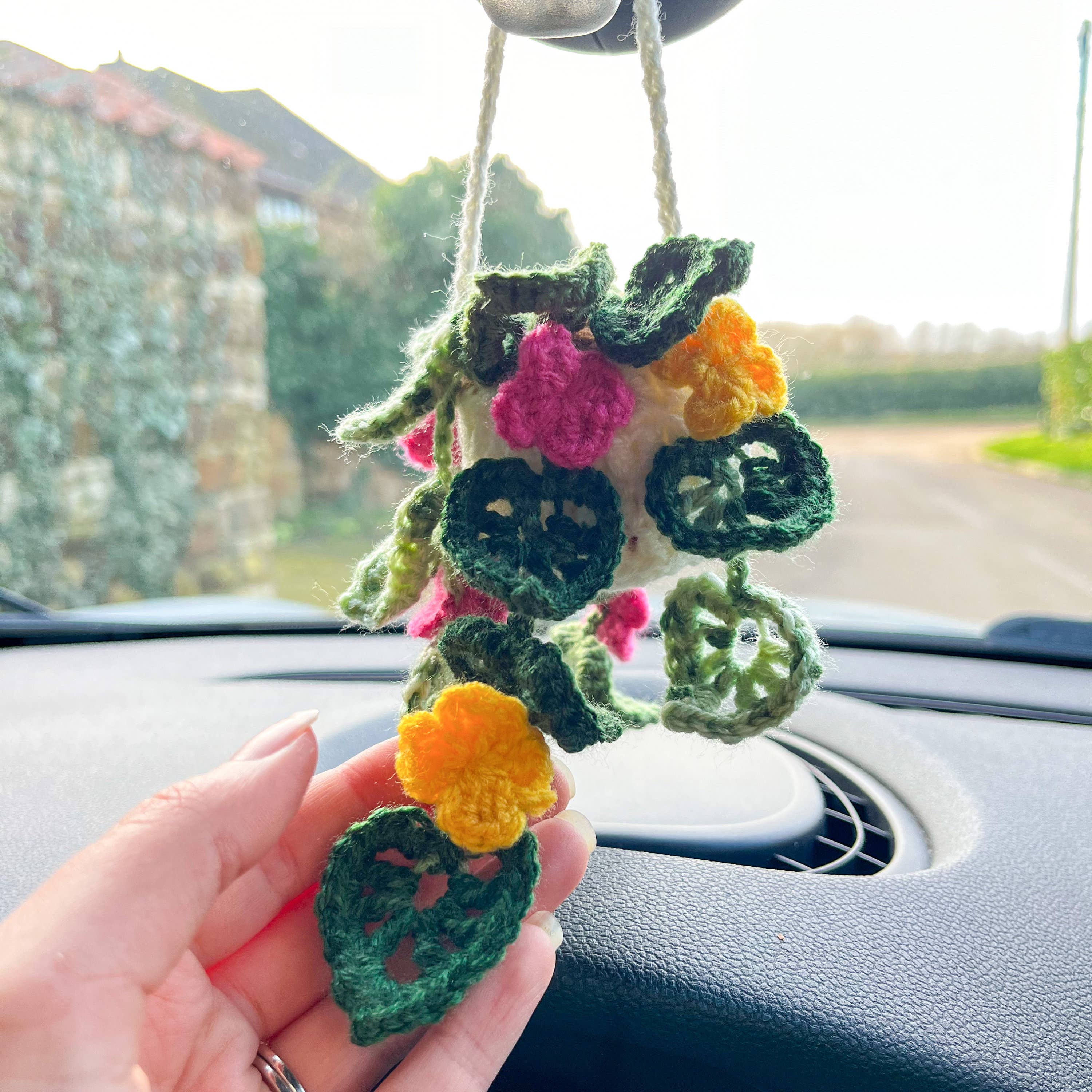 Anh2 LTD - Vente Breloque décorative pour voiture – femme - Miroir de voiture Monstera Plant à suspendre au crochet, cadeau pour amoureux des plantes2