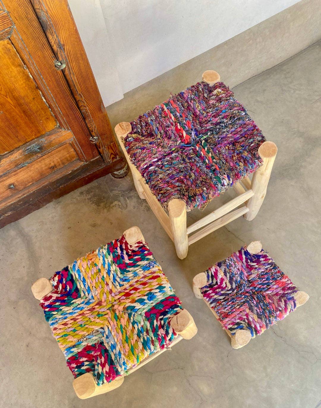 SOUK in the CITY - Wholesale Stool - Boucherouite Stools (set of 2)11