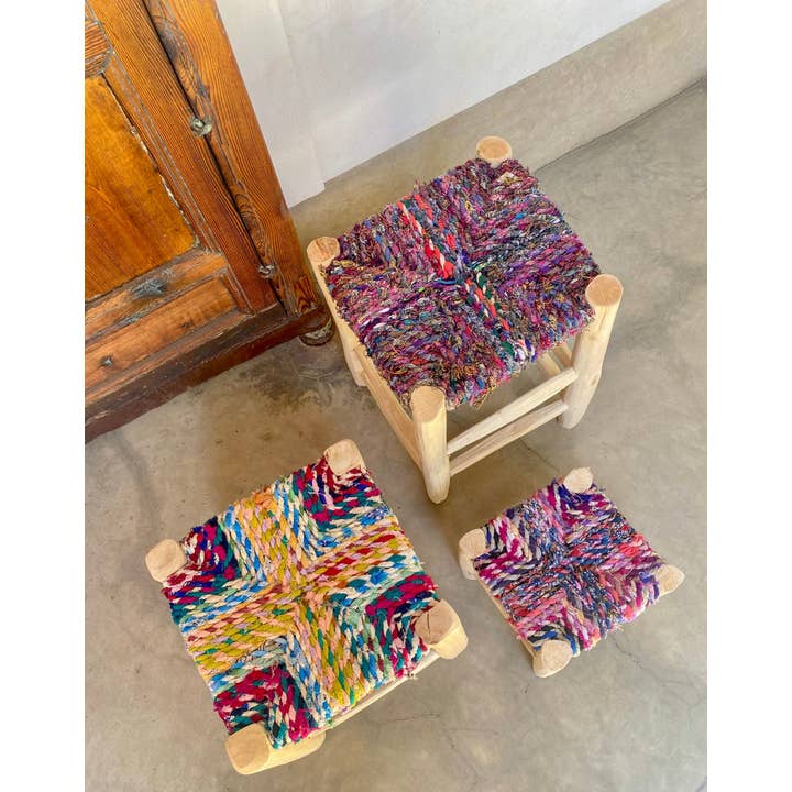 SOUK in the CITY - Wholesale Stool - Boucherouite Stools (set of 2)11