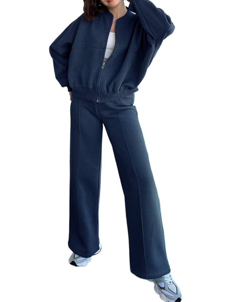 safistyle – wholesale Set med topp och byxa – Dam – Zip-Up Kort Jacka och Vida Byxor Set7