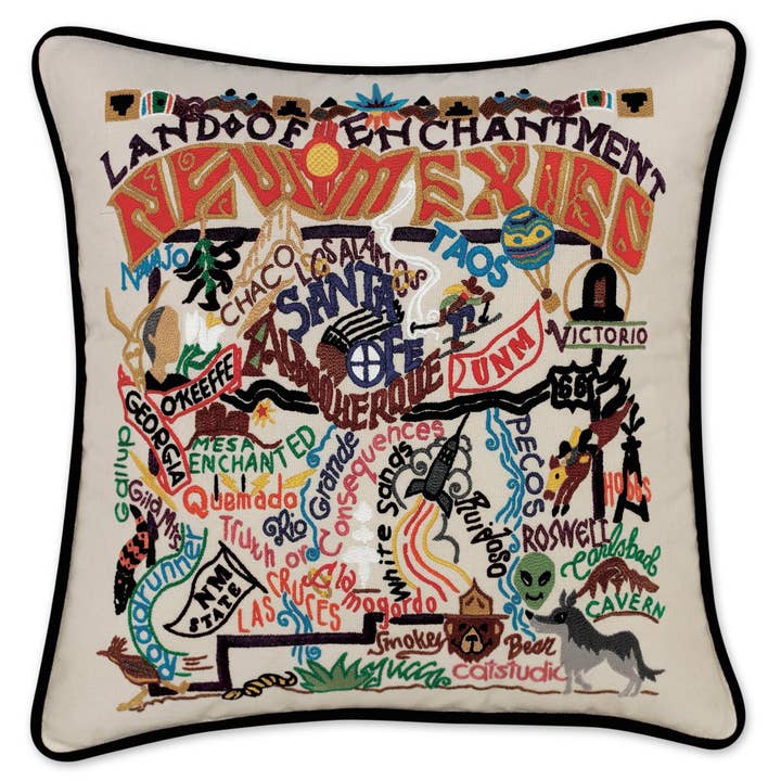 Coussin brodé à la main du Nouveau-Mexique pour la vente par catstudio