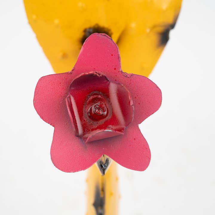 My Amigos Imports - Wholesale Decorative Tabletop Object - Tempe Prickly Metal Cactus-Prickly Pear Cactus-9x17--Yellow1