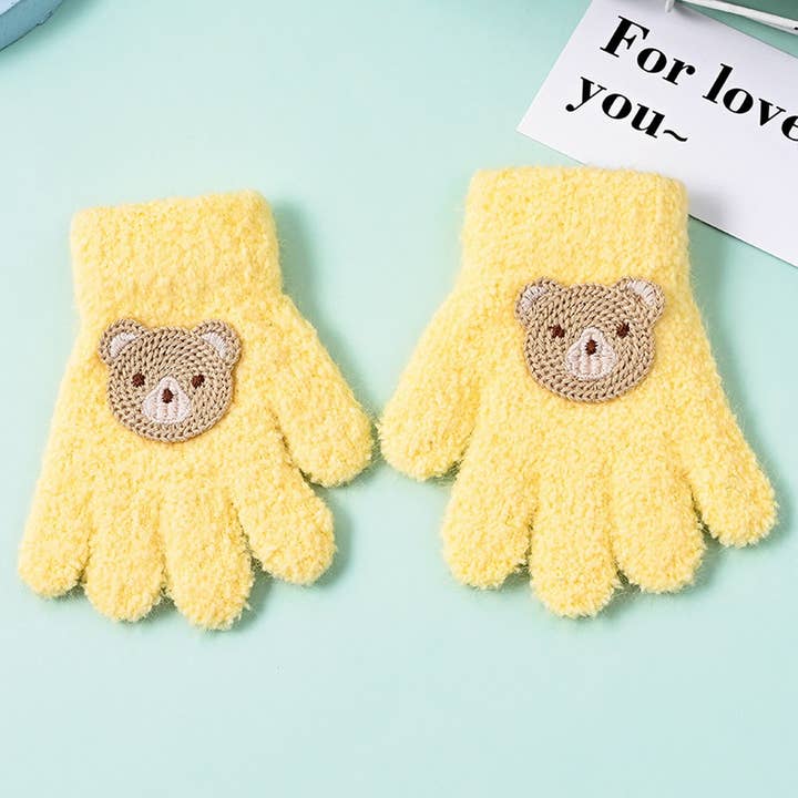 NINEXIS - Wholesale Gloves - Women's - CWAG0278_FLOWER BEAR RABBIT CHILDREN'S FIVE-FINGER GLOVES