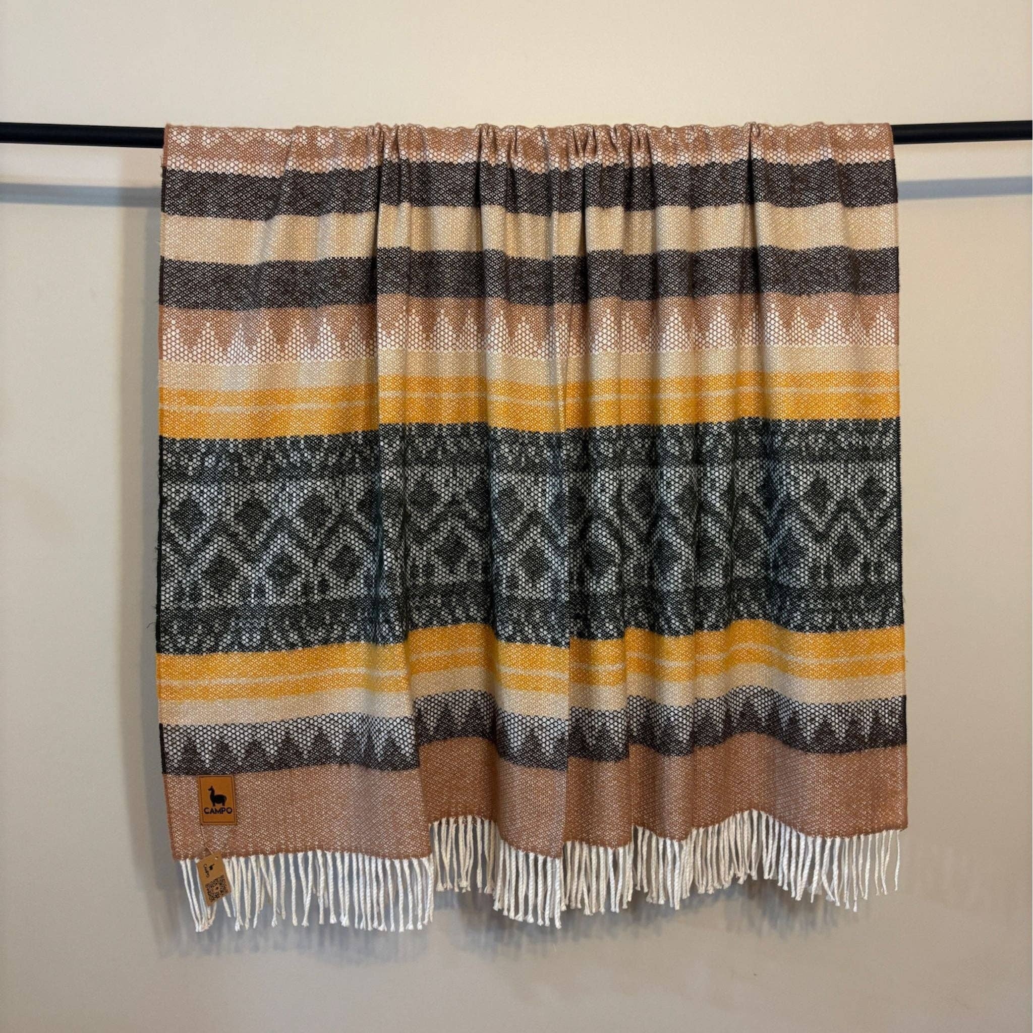 Campo Alpaca - Wholesale Throw Blanket - Tri-Color Woven Alpaca Blanket6