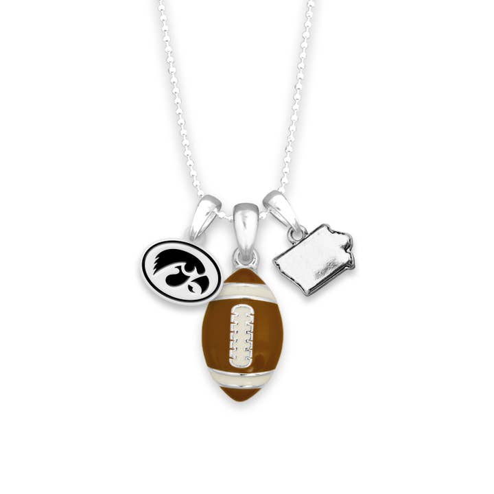 From The Heart - Wholesale Pendant/Charm Necklace - Iowa Hawkeyes Football Focus Necklace