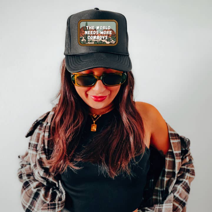 Le monde a besoin de plus de casquette de camionneur de cowboys (corde) pour la vente par rustikcreation