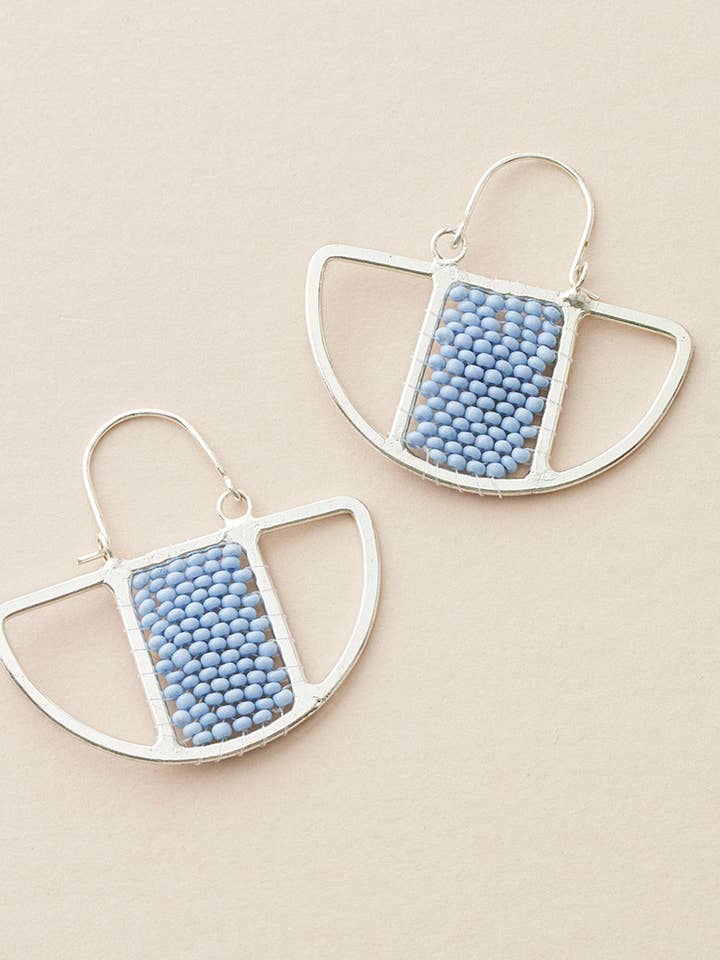 Rajiyah Beaded Fan Earrings - Silver, Turquoise for wholesale by Matr Boomie Fair Trade