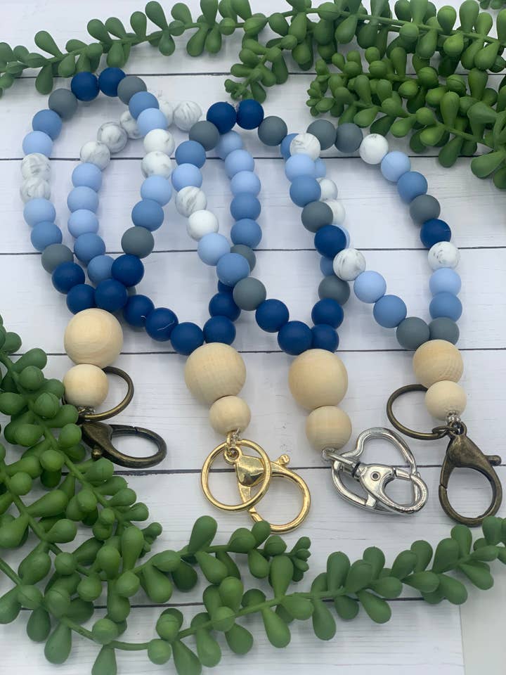 Silicone Beaded Wristlet Keychain for wholesale by Handmade Love Love Love