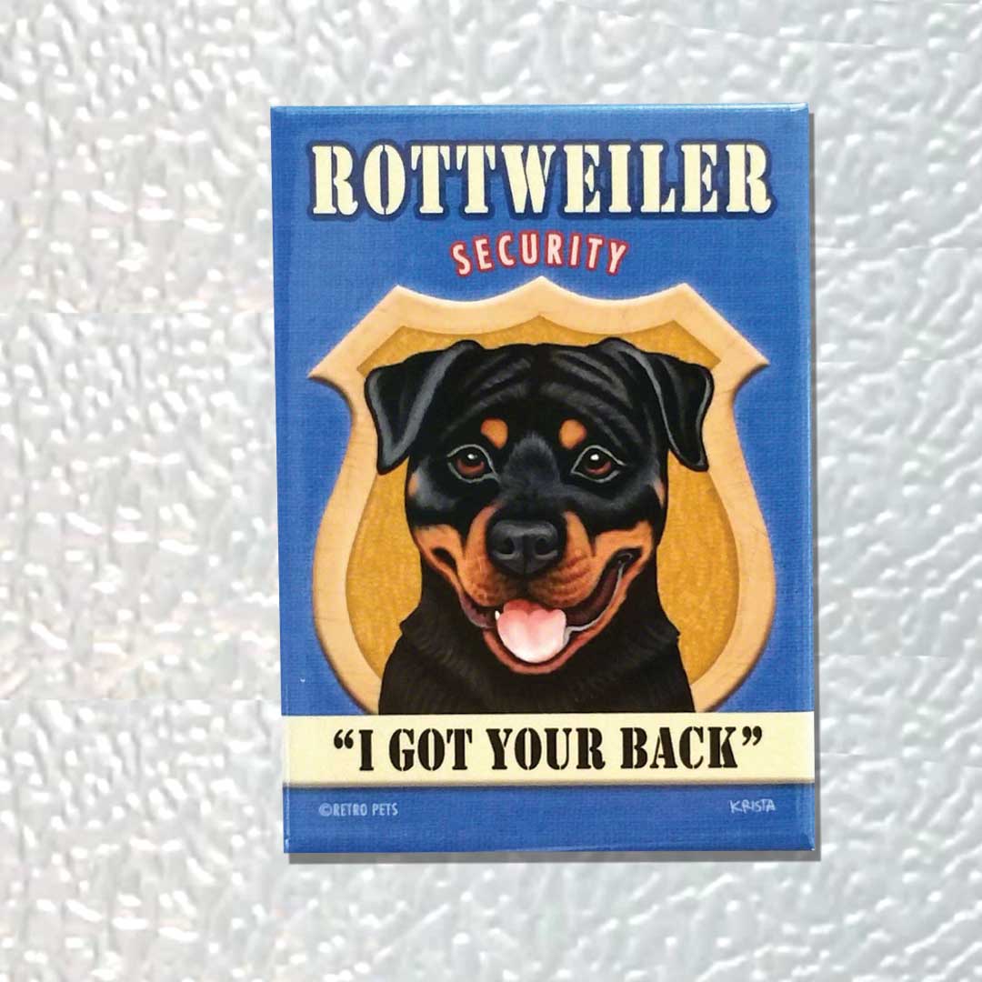 Retro Pets - Wholesale Magnet - Rottweiler Security 4-Pack Refrigerator Magnets2