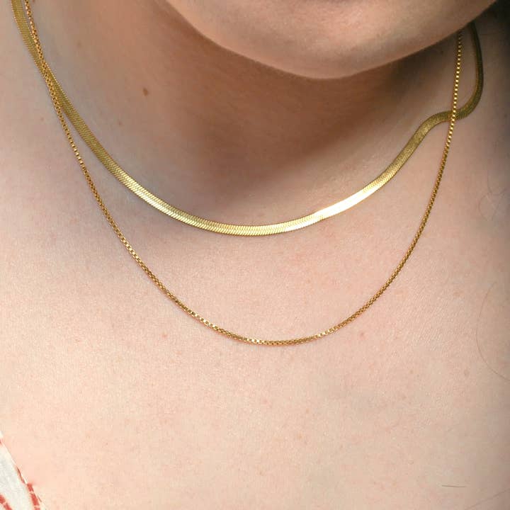 Blueyejewelry - Wholesale Link & Chain Necklace - Layered Herringbone Necklace - Box Chain Necklace Set