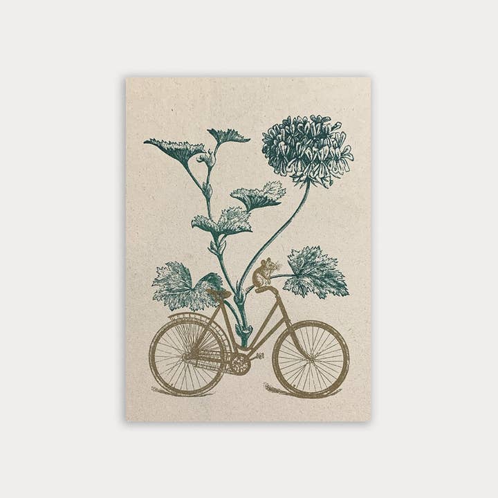 Postcard / Bicycle with Mouse and Plant for wholesale by Togethery