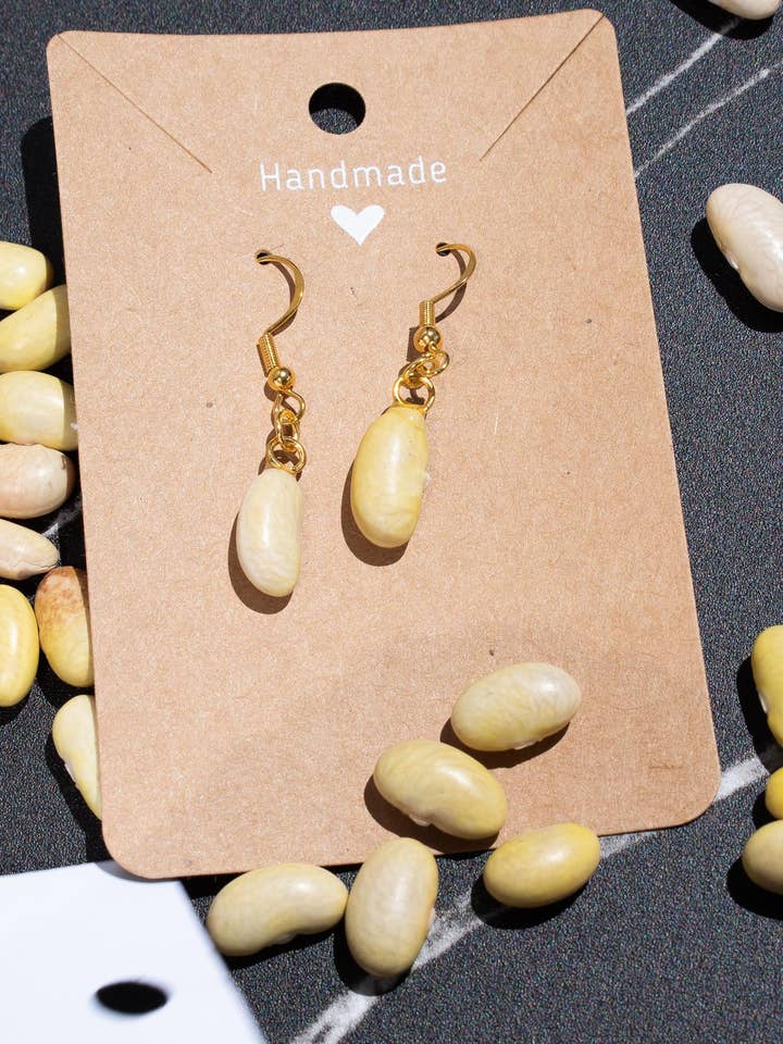 Organic Dried Mayocoba Bean Hypoallergenic Earrings for wholesale by Shutterhaus