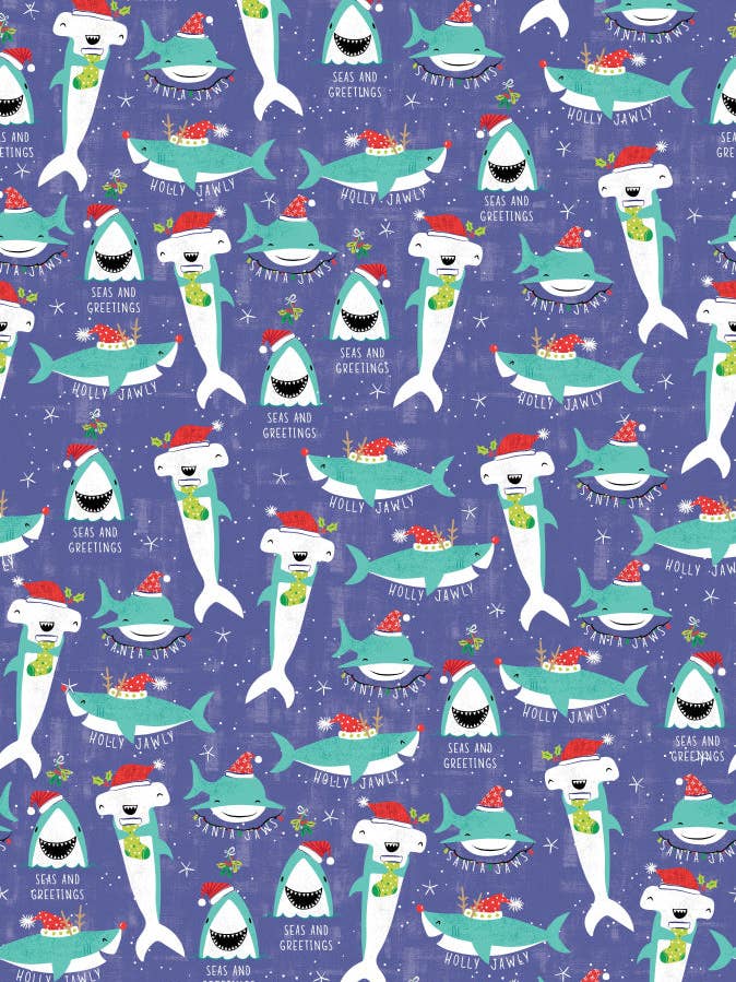 Christmas Sharks - Bulk Christmas Gift Wrap for Kids for wholesale by Artist Point Gift Wrap